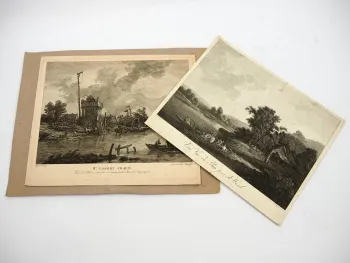 2x Kupferstich Ansichten vom Rhein ca. um 1790 Schneider Rücker Brand Benedict