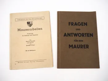 2x Lehrbuch Fachbuch Maurerarbeiten Maurerhandwerk Baugewerbeca. 1940er Jahre