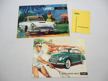 2x Orig. Prospekt Auto Union DKW 1000 S SP Coupe 1950/60er Jahre