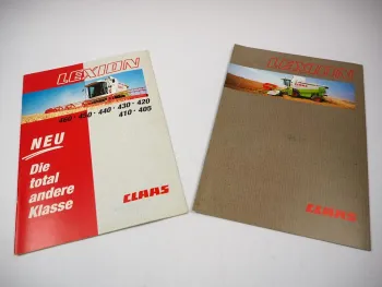 2x Original Prospekt Claas Lexion 405 - 460, 480 Mähdrescher ca. 1990er Jahre
