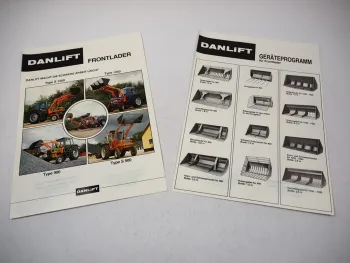 2x Original Prospekt Danlift Frontlader Gabeln am Fiat Ford Deutz Fendt Traktor