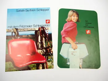 2x Original Prospekt Fritzmeier S 3010 3020 3030 3037 Schleppersitz 1970er Jahre
