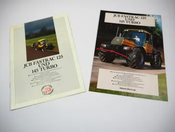 2x Original Prospekt JCB 125 145 Turbo Fastrac Allradackerschlepper ca. 90er J