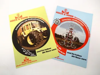 2x Original Prospekt Kock & Sohn Gitterräder Zwillingsfelgen am MB trac Unimog