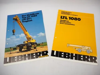 2x Original Prospekt Liebherr LTL 1080 Mobilkran Technische Daten 1990/94