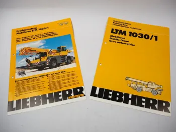 2x Original Prospekt Liebherr LTM 1030/1 Mobilkran Technische Daten 1994/1995