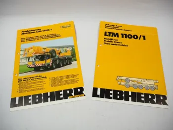 2x Original Prospekt Liebherr LTM 1100/1 Mobilkran Technische Daten 1995