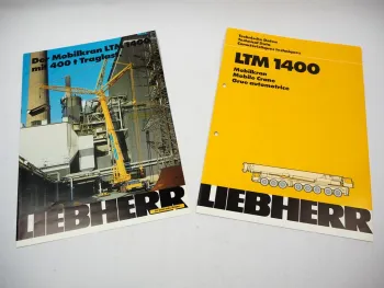 2x Original Prospekt Liebherr LTM 1400 Mobilkran Technische Daten 1989/1993