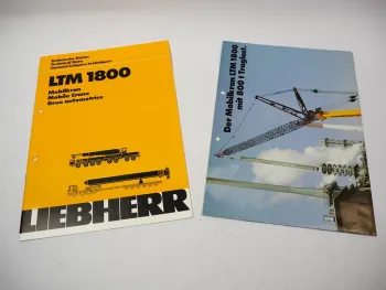 2x Original Prospekt Liebherr LTM 1800 Mobilkran Technische Daten 1987/1994