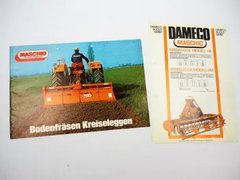 2x Original Prospekt Maschio Dameco Bodenfräsen Kreiseleggen 1970er Jahre