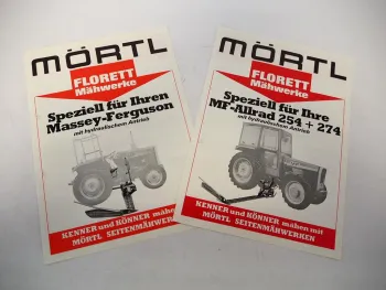 2x Original Prospekt Mörtl Mähwerk Florett an Massey Ferguson MF 245 254