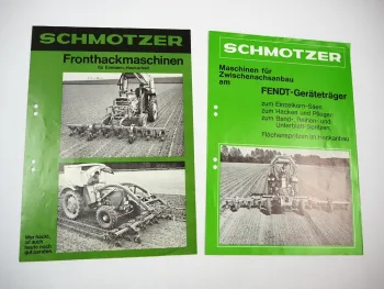 2x Original Prospekt Schmotzer Anbaugeräte für MF IHC Fendt Geräteträger 1970er