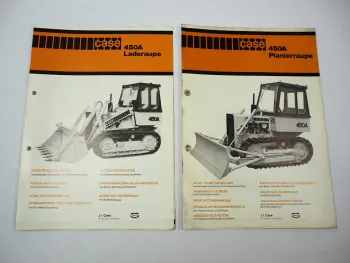 2x Prospekt Case 450A Laderaupe Planierraupe Technische Daten 1970er Jahre