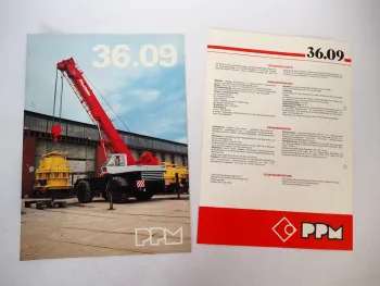 2x Prospekt Poclain PPM 36.09 Mobilkran mit Teleskopausleger Techn. Daten 1978