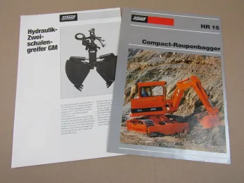 2x Prospekt Schaeff HR 15 Compact Raupenbagger und Greifer 1983/92