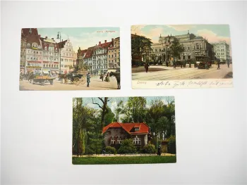 3 Ak Leipzig Markt 1909 Börse 1908 Scheibenholz 1909 Sachsen