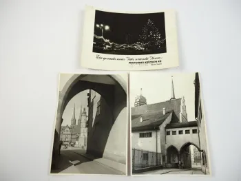 3 Fotos Halle Saale altes Rathaus Marktplatz Neujahr Photokino Krütgen 1948