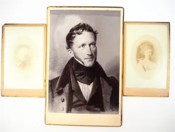 3 Pappfotos Wilhelm Christian und Henriette von Biel auf Zierow Adel Mecklenburg
