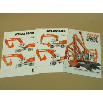 3 Prospekte Atlas RadBagger 1604 1804 und Arbeitswerkzeuge von 1994/95