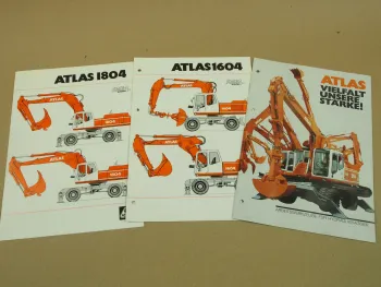 3 Prospekte Atlas RadBagger 1604 1804 und Arbeitswerkzeuge von 1994/95