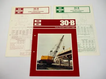 3 Prospekte Brochures Bucyrus-Erie 30-B Crane Dragline Raupenkran 1980