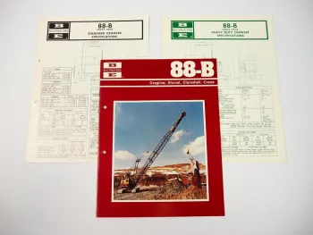 3 Prospekte Brochures Bucyrus-Erie 88-B Crane Crawler Dragline Shovel Raupenkran