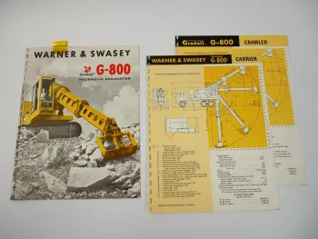 3 Prospekte Brochures Warner & Swasey Gradall G-800 Hydraulic Excavator 1969