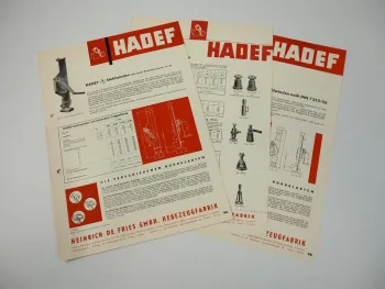 3 Prospekte De Fries HADEF Stahlwinden Schraubenwinden Hebezeuge 1958