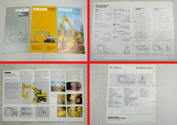 3 Prospekte Faun Mobilbagger FM FR 1024 LC technische Daten von 1980 und 1982