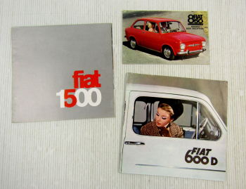 3 Prospekte Fiat 600 850 1500 aus den 60er Jahren