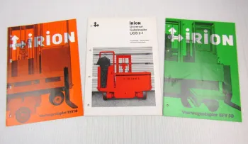 3 Prospekte Irion Gabelstapler EFY50 ESY18 UGS2-1 Ausgaben 1969 + 1979
