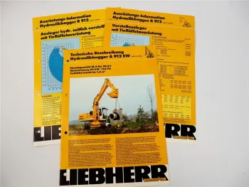 3 Prospekte Liebherr A R 912 EW Litronic Technische Info Ausrüstung 1990