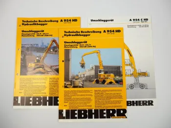 3 Prospekte Liebherr A954HD Litronic Umschlaggerät Technische Beschreibung