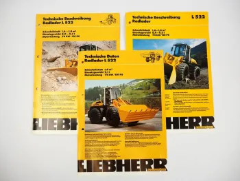 3 Prospekte Liebherr L522 Radlader Technische Beschreibung + Daten 1992/93