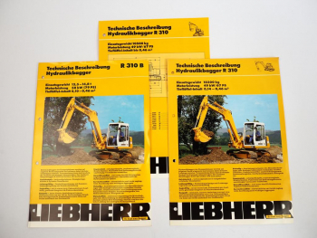 3 Prospekte Liebherr R310 R310B Hydrauliklbagger Techn. Beschreibung 1991 Label