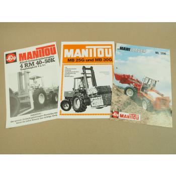 3 Prospekte Manitou MB25G MB30G 4RM40K 4RM50K ML1200 1978/85