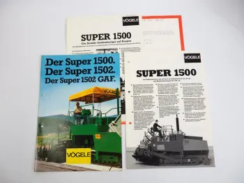 3 Prospekte Vögele Super 1500 1502 Straßenfertiger + Angebot 1980er Jahre