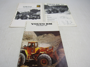 3 Prospekte Volvo BM 1240 Radlader und Geräte 1974