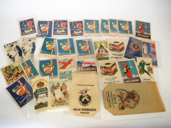 31 Stück Werbung Reklame Heftchen Tüten Notizzettel Tschechien 1900 - 1930