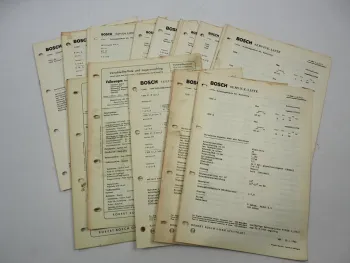 33x Original Bosch Service-Liste für VW PKW 1954–1970 Käfer 1600 K70 411