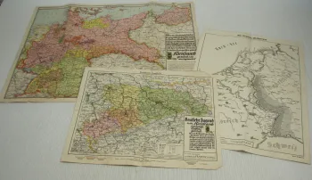 3x Karte Landkarte Freistaat Sachsen Deutsche Westgrenze Deutschland Kornfranck