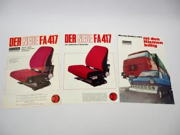 3x Orig. Prospekt Bremshey Fahrersitz für LKW PKW 1970er Jahre z.B. Ford Transit