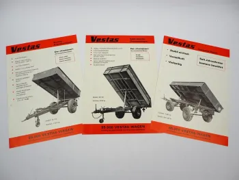 3x Orig. Prospekt Vestas DFK SLT Anhänger Kipper 1976/77 mit technischen Daten