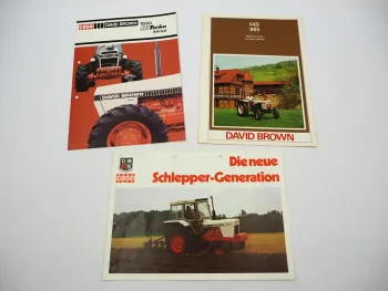 3x Original Prospekt Case David Brown 775 bis 1412 1690 Schlepper 1970/80er J.