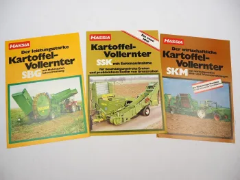 3x Original Prospekt Hassia SKM SSK SBG Kartoffel Vollernter 1970 Jahre