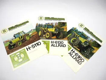 3x Original Prospekt Hürlimann H-5110 H-6130 H-6160 Allrad Turbo Traktor 1979