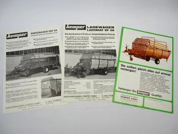3x Original Prospekt Kemper Ladewagen Ladomat Erntewagen ca. 1970er Jahre