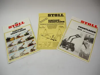 3x Original Prospekt Stoll Einfahr-Frontlader ALN ALS Super 1 & MIN 1980er Jahre