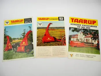 3x Original Prospekt Taarup BS SKB Handy Häcksler Anbaugerät f. Schlepper 1970er