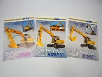 3x Prospekt Eder R805 R815 R825 M825 B CL Hydraulikbagger 1980/90er Jahre